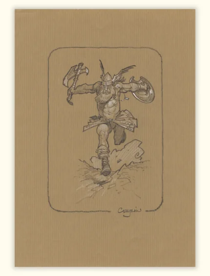 Barbare N°1 avec son bouclier et son épée. Didier Cassegrain