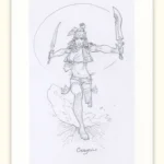 Original de Tao Bang avec ses deux épées. Didier Cassegrain :Format A4