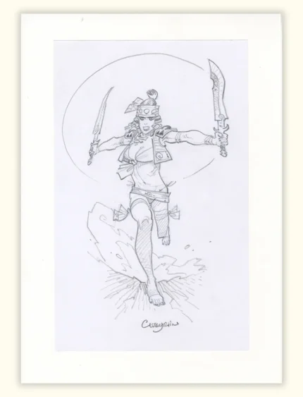 Original de Tao Bang avec ses deux épées. Didier Cassegrain :Format A4