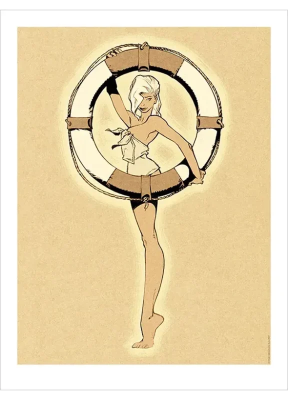 Affiche Vatine – Pin-up à la bouée.