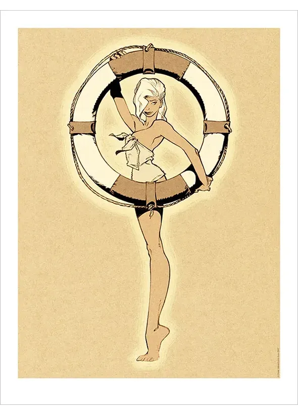 Affiche Vatine – Pin-up à la bouée.
