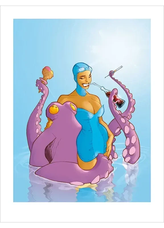 Affiche Vatine – La Pin-up & Le Poulpe