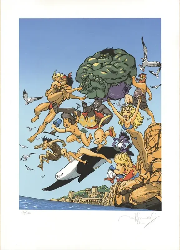 Sérigraphie super héros-Juanjo Guarnido – Le Plongeon des héros